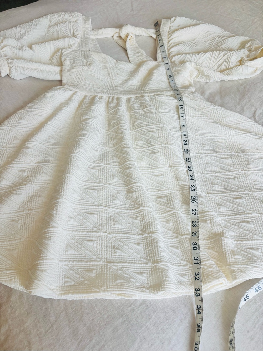 NWT Free People White Textured Violet Square-Neck Babydoll Dress - Picture 16 of 16